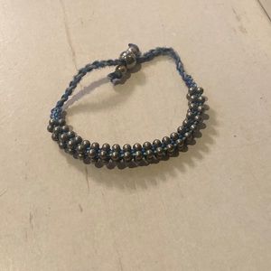 y2k blue bracelet with silver beading
